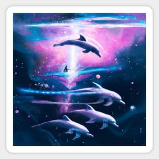 Pod of Cosmic Dolphins Sticker